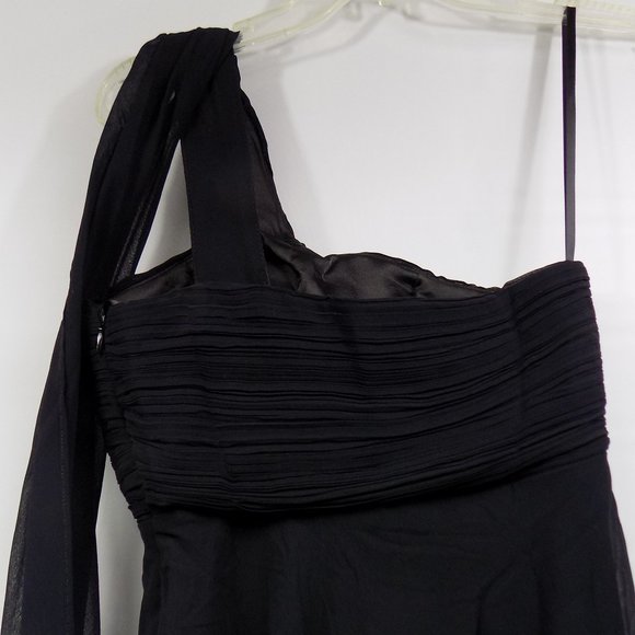 Ever Pretty Black Pleated Bodice One Shoulder Dress Size 4 NWT - Picture 8 of 12
